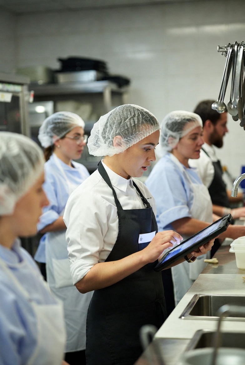 Personal de cocina usando sistema de pedidos Comango